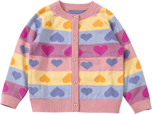 Strickjacke mit Herz-Muster, rosa, Gr. 128 ALANA