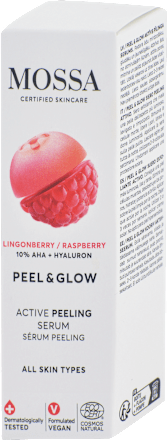 Peelingové pleťové sérum Peel & Glow Lingonberry & Raspberry Mossa