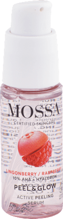 Peelingové pleťové sérum Peel & Glow Lingonberry & Raspberry Mossa
