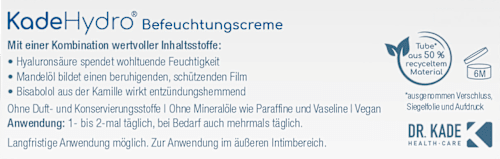 KadeHydro Befeuchtungscreme zur Befeuchtung, Pflege und Regeneration trockener Haut im Intimbereich KadeHydro