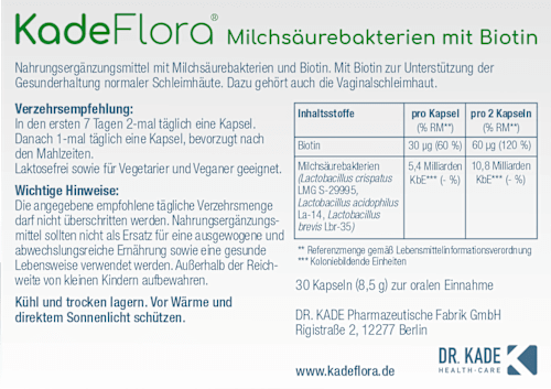 KadeFlora Milchsäurebakterien mit Biotin Kapseln 30 St KadeFlora