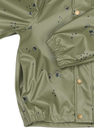 Regenjacke mit Kapuze & Pilz-Muster, grün, Gr.  98/104 Mikk-Line