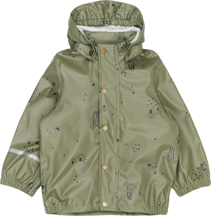 Regenjacke mit Kapuze & Pilz-Muster, grün, Gr.  98/104 Mikk-Line