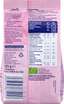 Biscuiți din speltă cu struguri și aronia ECO 1+ babylove