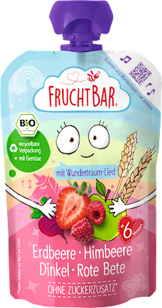 Quetschie Erdbeere, Himbeere, Dinkel und Rote Bete ab dem 6. Monat FruchtBar