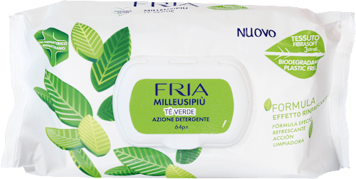 Salviette detergenti Milleusipiù tè verde/blu, assort. FRIA