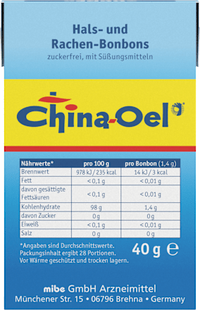 China Oel Hals- und Rachen-Bonbons ohne Zucker China Oel