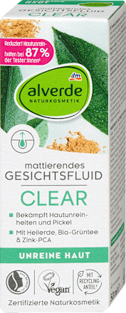 Matirajući fluid za lice Clear – glina, zeleni čaj i cink-PCA alverde NATURKOSMETIK