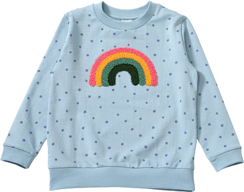 Sweatshirt mit Regenbogen-Applikation & Punkte-Muster, blau, Gr. 128 ALANA