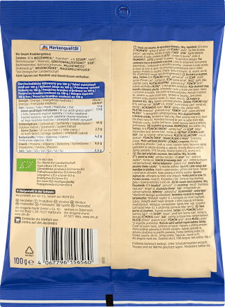 Bio ropogós snack szezámmal dmBio