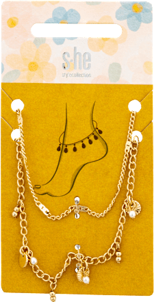Fußketten-Set in Goldoptik mit Anhängern s-he stylecollection