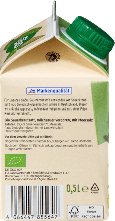 Bio savanyúkáposzta direktlé, tejsavas erjesztésű dmBio