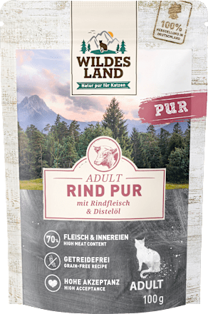 Nassfutter Katze Rind pur Wildes Land