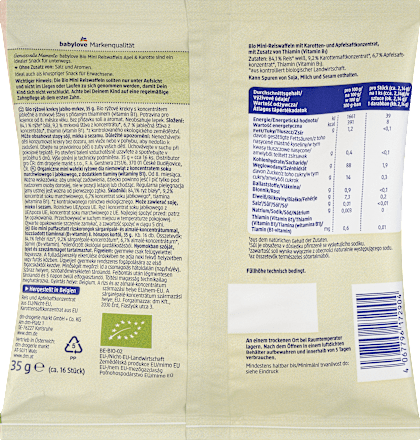 Babysnack Reiswaffeln mini Apfel-Karotte ab dem 8. Monat babylove