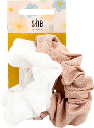 Scrunchie-Set beige und weiß s-he stylecollection
