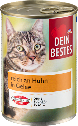 Nassfutter Katze reich an Huhn in Gelee Dein Bestes