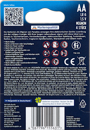 Batterien alcaline AA Power Paradies