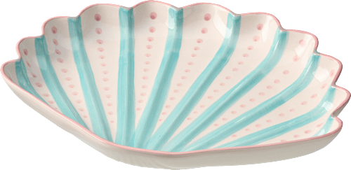 Servierplatte aus Keramik "Muschel", blau/weiß (30,5x26,5x4 cm) dm home