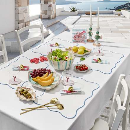 Servierplatte aus Keramik "Muschel", blau/weiß (30,5x26,5x4 cm) dm home