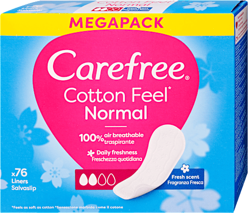 Tisztasági betét Cotton Feel Normal, Fresh Scent, nagy kiszerelés Carefree