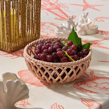 Korb aus Dolomite, peach (20x20x8,5 cm) Dekorieren & Einrichten