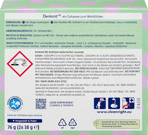 Mirisni kamen za WC školjku - lavanda Denkmit
