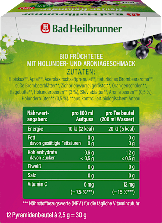 Früchtetee, Heißer Holunder mit Aronia (12 Beutel) Bad Heilbrunner