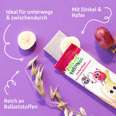 Fruchtriegel mit Getreide Rote Traube, Banane & Aronia ab 3 Jahren, (4x23 g) Freche Freunde