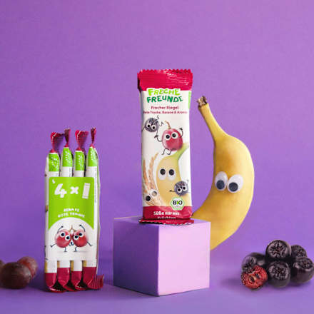 Fruchtriegel mit Getreide Rote Traube, Banane & Aronia ab 3 Jahren, (4x23 g) Freche Freunde