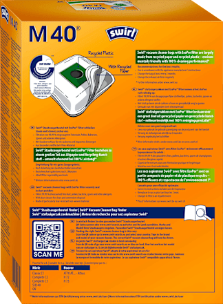 Staubsaugerbeutel M40 MicroPor Plus inkl. 1 Filter Swirl