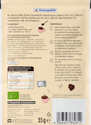 Backmischung Schoko Tassenkuchen dmBio