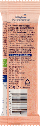 Batonik Bio owocowo-zbożowy jabłko marchew od 1. roku babylove