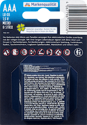 Alkáli ceruzaelem AAA, LR 03 Micro, 1,5 V Paradies