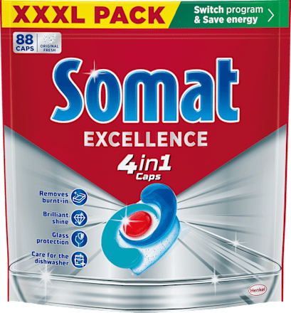 Excellence 4u1 kapsule za strojno pranje posuđa Somat