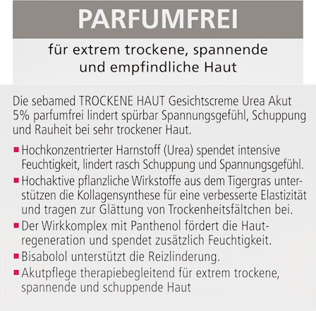 Gesichtscreme trockene Haut Urea Akut parfumfrei sebamed