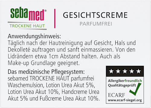 Gesichtscreme trockene Haut Urea Akut parfumfrei sebamed