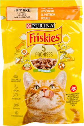 5 PROMISES kompletna vlažna hrana za odrasle mačke - piletina PURINA Friskies