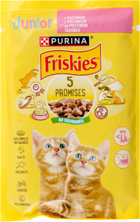 5 PROMESES Junior kompletna vlažna hrana za mačiće - piletina PURINA Friskies