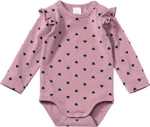 Body Langarm Pro Climate mit Herz-Muster, lila, Gr.  86/92 ALANA