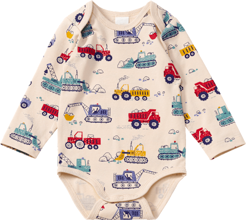 Body Langarm Pro Climate mit Baustellenfahrzeug-Muster, beige, Gr. 86/92 ALANA