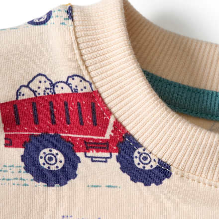 Schlafanzug Pro Climate mit Baustellenfahrzeug-Muster, beige, Gr. 104 ALANA