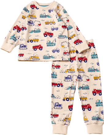 Schlafanzug Pro Climate mit Baustellenfahrzeug-Muster, beige, Gr. 98 ALANA