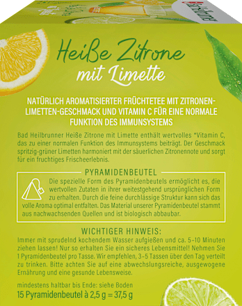 Früchtetee Heiße Zitrone mit Limette (15 Beutel) Bad Heilbrunner