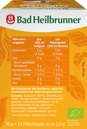 Kräutertee Kurkuma & Holunder (15 Beutel) Bad Heilbrunner