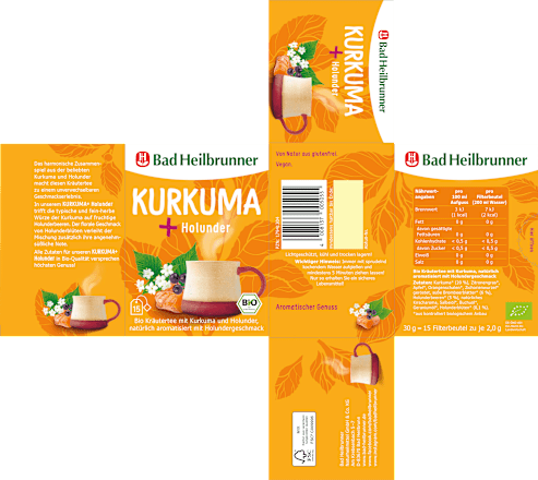 Kräutertee Kurkuma & Holunder (15 Beutel) Bad Heilbrunner