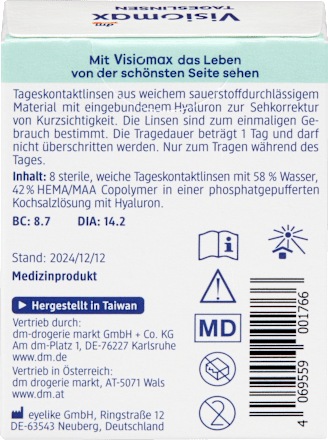 Tageslinsen Dioptrie -0,75 VISIOMAX