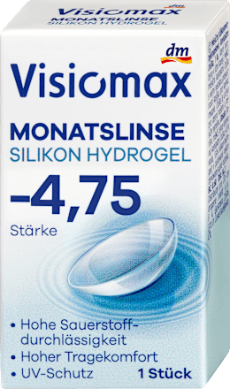 Mesačné kontaktné šošovky silikón, dioptria -4,75 Visiomax