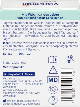 Dnevne kontaktne leće – dioptrija -1,50 visiomax