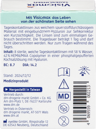 Tageslinsen Dioptrie -4,50 VISIOMAX