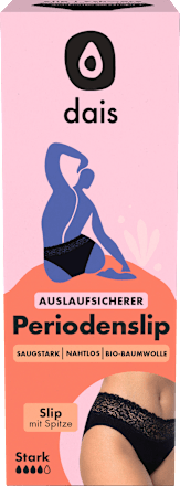Periodenunterwäsche Slip mit Spitze Schwarz, Gr. M dais